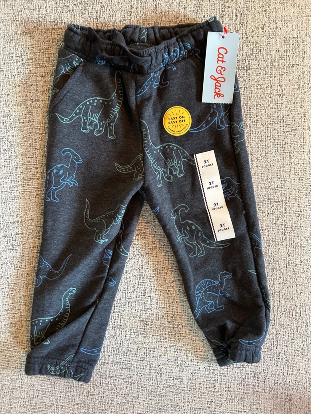 Cat & Jack Charcoal Joggers with Blue & Green Dinosaur Print